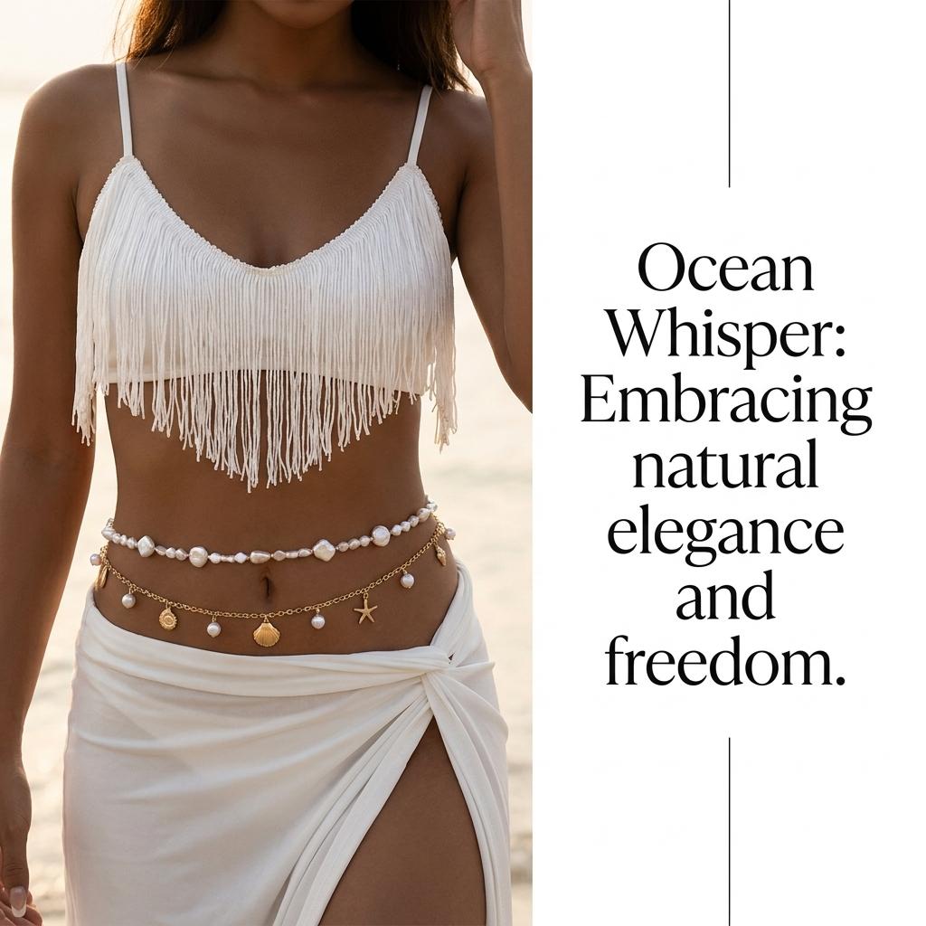 Resort Style Starfish Shell Seed Bead Waist Chain Set of 2 Gold Tone Layered Body Chain Adjustable Summer Beach Jewelry