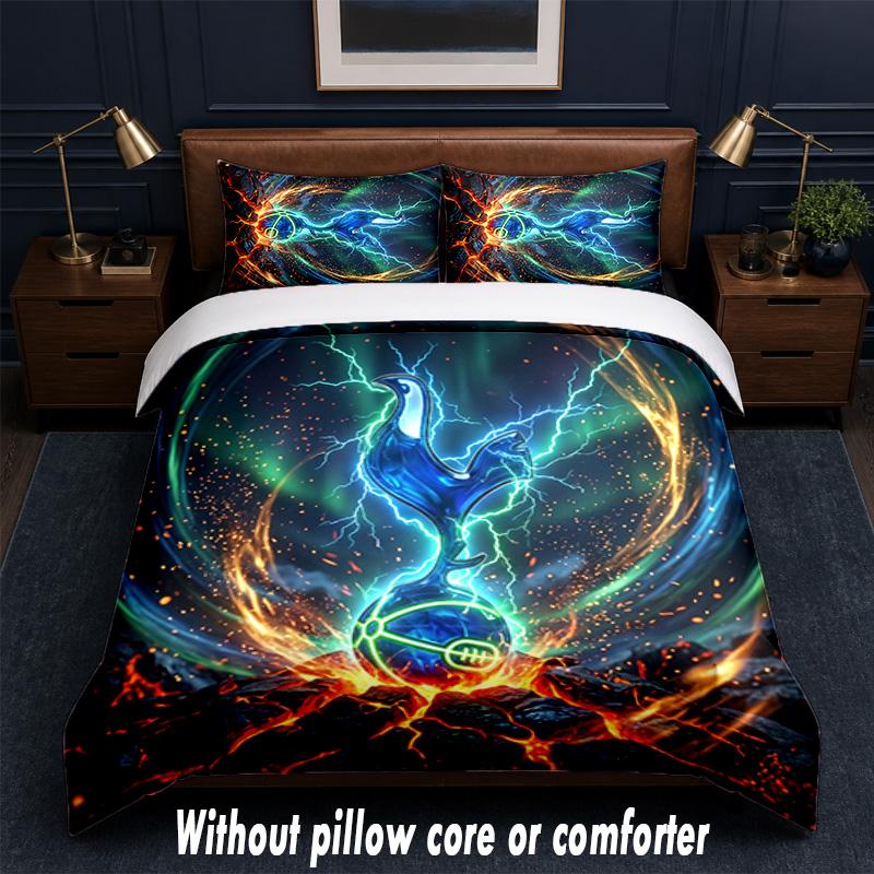 Tottenham Hotspur Design Bett Bettwäsche Set 1 Bettbezug + 2 Kissenbezüge Weich Atmungsaktiv Haushalt Bettwäsche