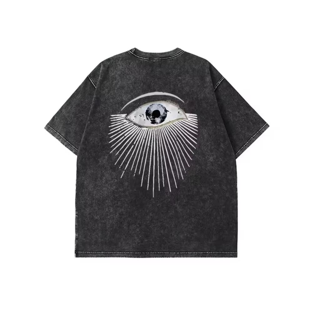 Hirsionsan Y2k Qualität Übergroßes Gewaschenes T-Shirt Damen Herren Vintage Print T-Shirts Streetwear Wash T-Shirt Mädchen Luxusmarke Tops