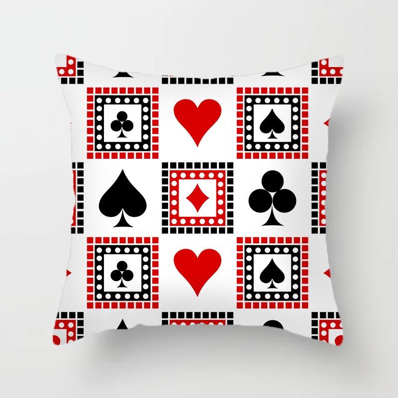 Juste de coussin carrée avec motif de poker, décoration de luxe pour la maison, accessoires magiques, cœur noir, bureau, canapé, voiture