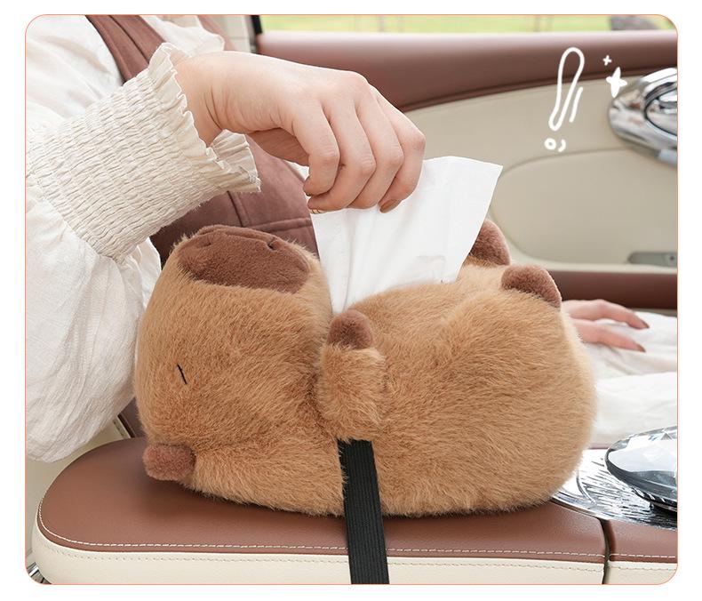 Capybara Plush Car Tissue Holder - Cute & Multifunctional