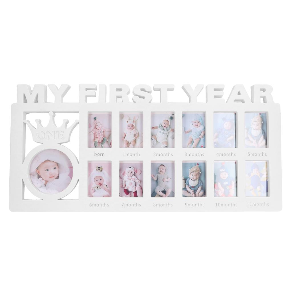 Newborn Photo Frame Durable Polished 12 Small Picture Frames Record Baby"s Monthly Growth Baby