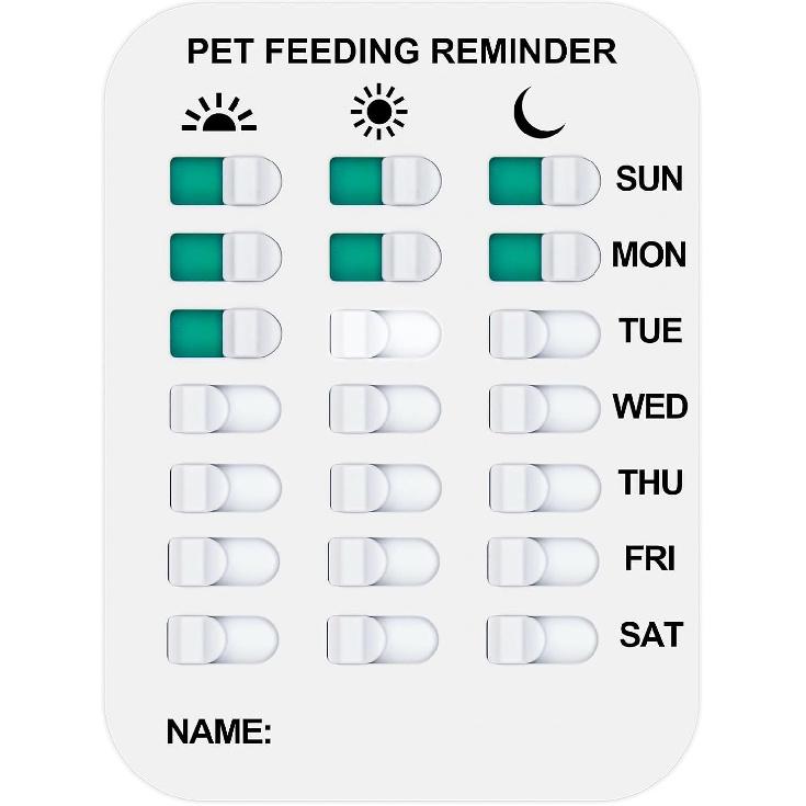 Pet Feeding Reminder Coolrunner Pet Feeding Reminder for Dogs Cats Pet Feed Reminder Magnetic or Double Sided Adhesive Prevent Overfeeding (A