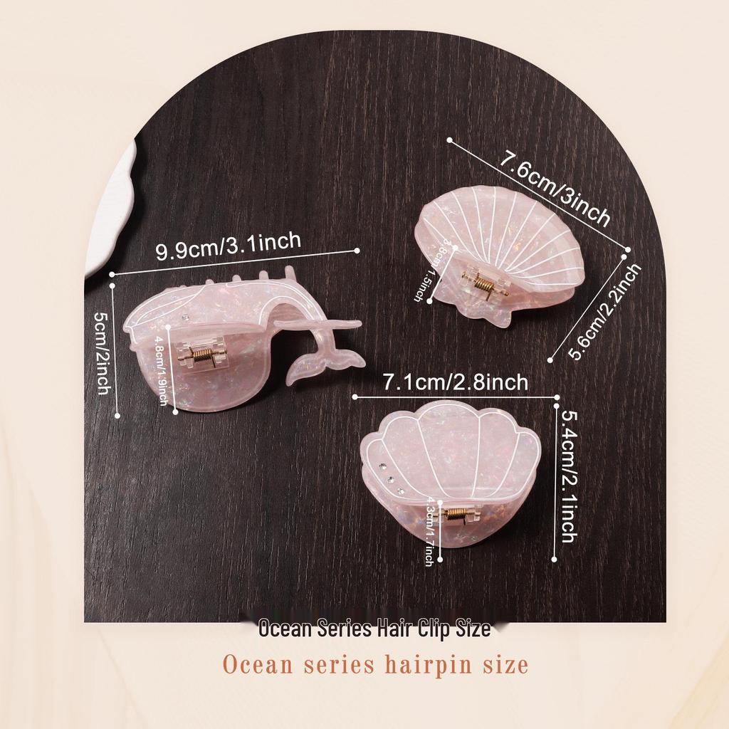 Bamboo Yao Ocean-Style Whale & Seashell Hair Clip