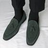 Luxury New Tassel Loafers New Men's Green Brown Suede Leather Shoes Designer Formal Wedding Dress Homecoming Footwear