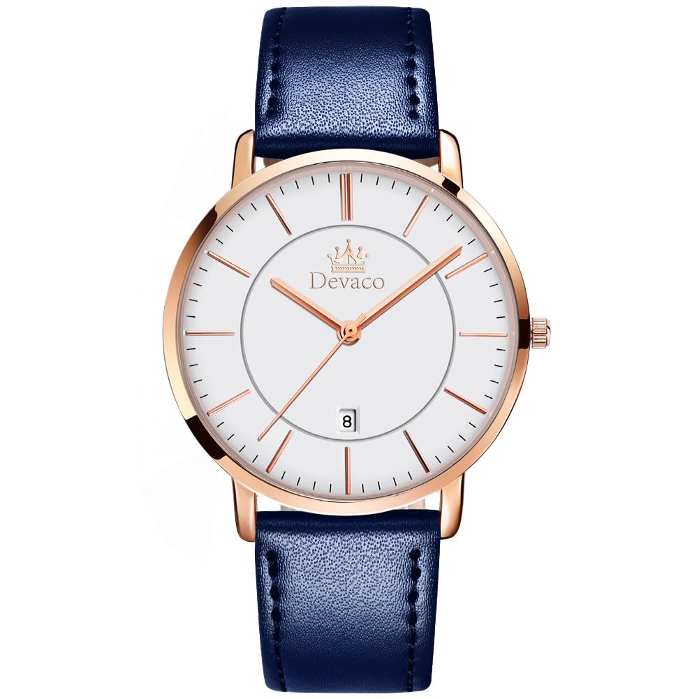 

Stylish leather simple easy to for high school women s wristwatch, blue, waterproof, ultra-thin, strap, analog, small, dial, read, fashionable, slim,