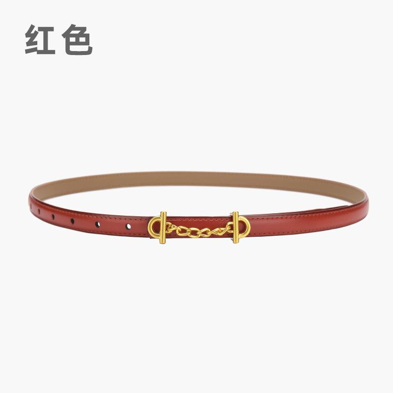 Retro Chain Smooth Buckle Belt For Women, Simple Style Jeans Belt For Women