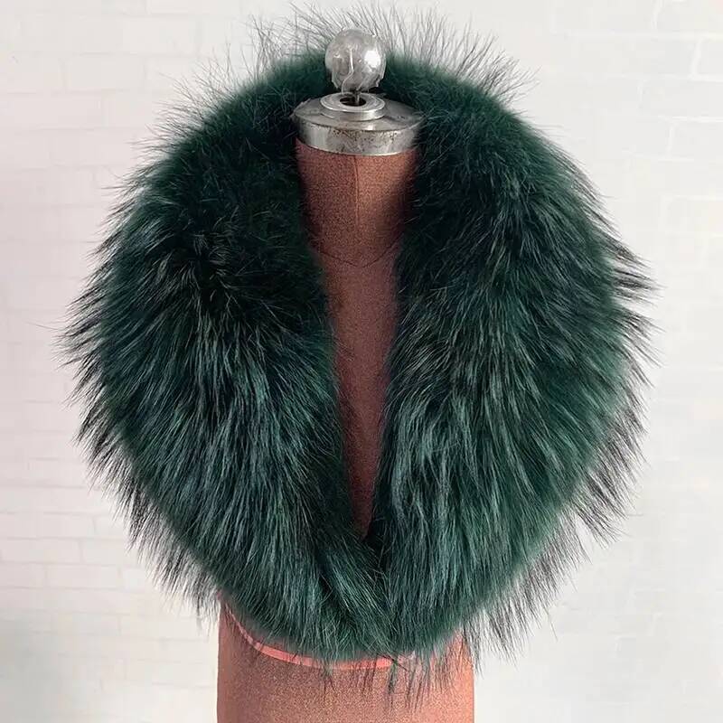 100% Real Raccoon Fur Collar Winter