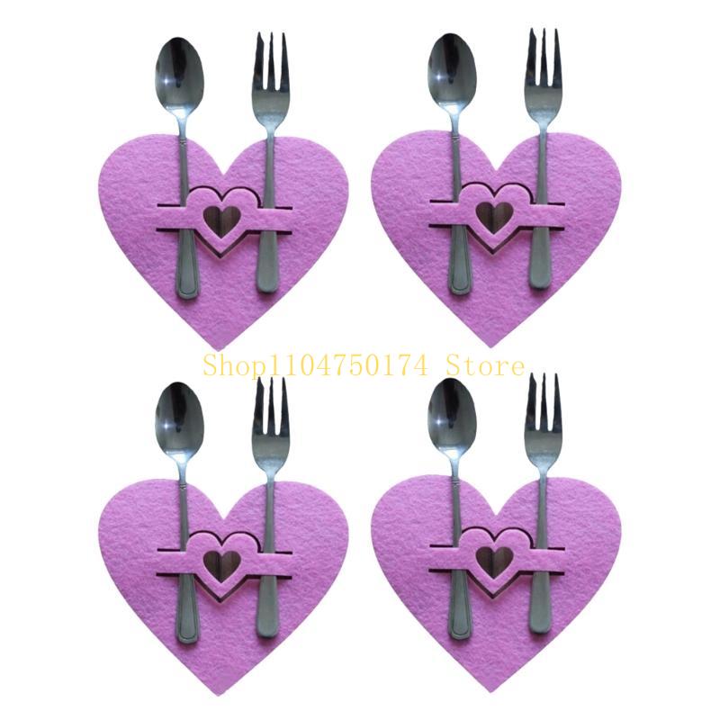 4Piece Portable Heart Silverware Holders For Valentine's Gatherings top sale