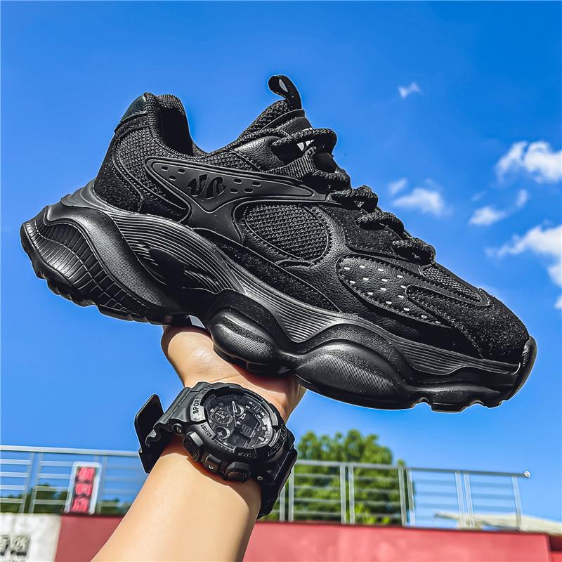 

Мужские повседневные модные универсальные модные туфли, увеличивающие рост, устойчивые к истиранию, дышащие, для папы, на шнуровке, студенческие кроссовки для улицы 39 чёрный