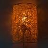 Vintage Rustic Iron Rattan Woven Wall Lamps E27 Rattan Woven Sconce Lights with Dimmable Control for Bedside Corridor Balcony