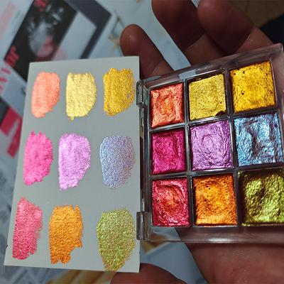 Handmade Golden Solid Watercolor Paint Palette DIY Nail Art Painting Manicure Blooming Watercolor Set
