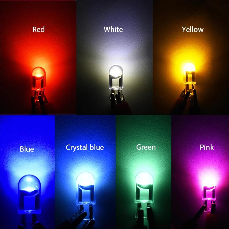 10/50 Pcs COB Glass LED Bulb T10 Car Light 6000K Auto License Plate Lamp Dome Read Light 5W5 LED Signal Light 7 Colors