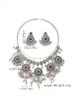 Exaggerated Indian-Style Rhinestone Tassel Necklace & Retro Ethnic Earrings Set