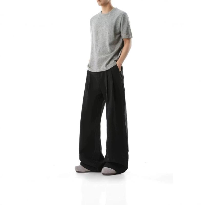 Men S Summer Thin Wide Leg Loose Casual Straight Linen Trousers