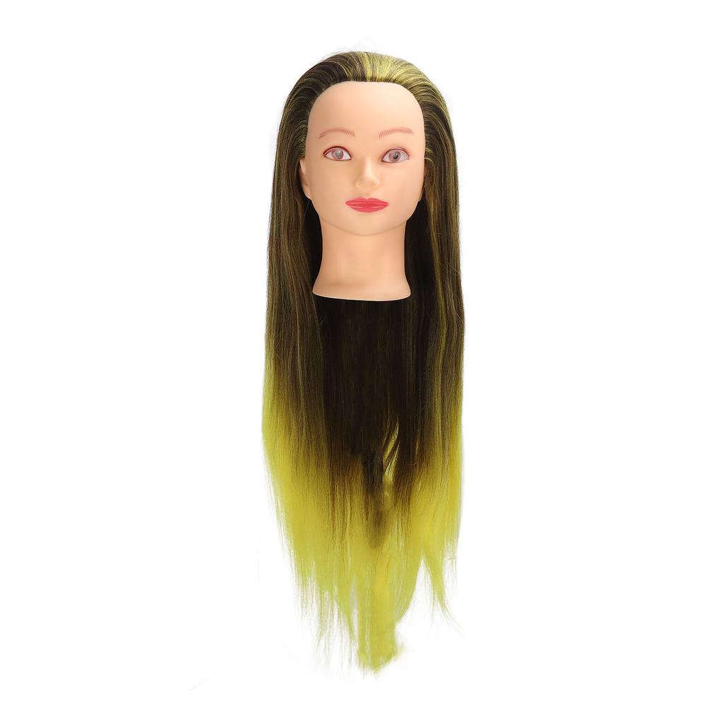 Hair Braiding Head Simulation Compact Hairdressing Mannequin Head with Ink Yellow Hair for Hairdresser