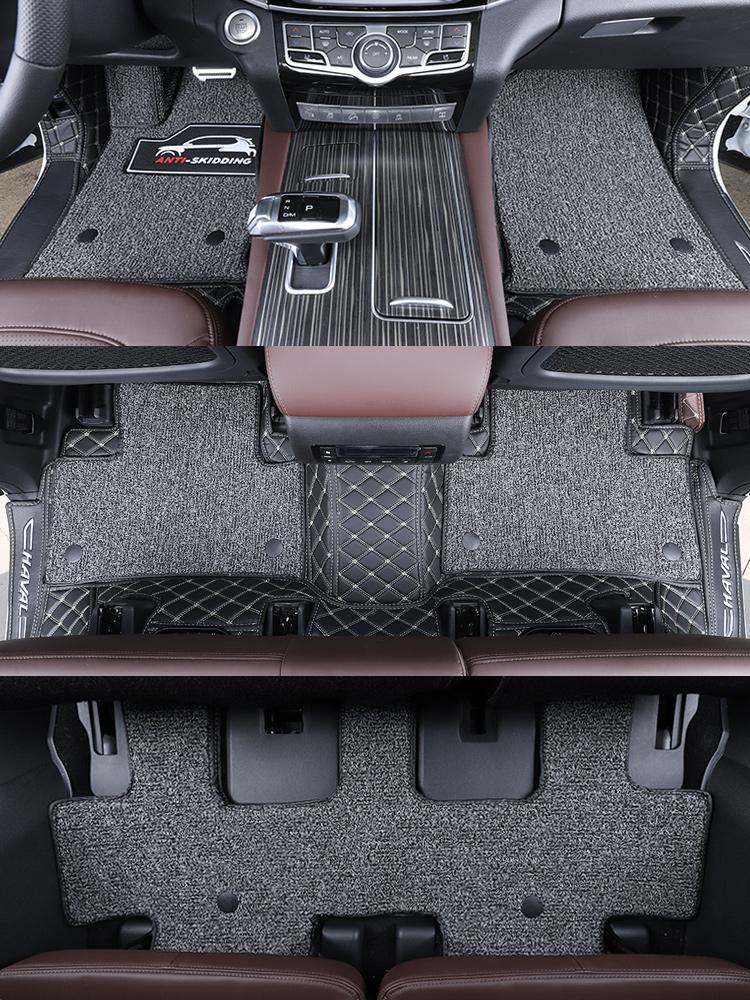 For GWM Haval H9 2017-2022 2021 Car Floor Mats Double Layer PU Leather Foot Pad Interior Floorliner Auto Accessories For LHD
