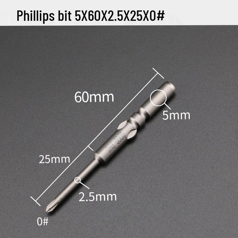 GOOD801 Electric Phillips Head Screwdriver Bit, 5mm Shank, 3mm Magnetic, 60mm Length