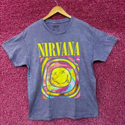 Nirvana Smiley Face Never Mind Grunge Mineral Wash Grunge Tshirt