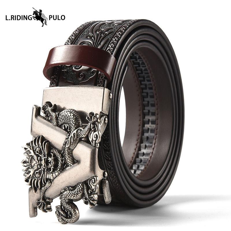 Carved Alloy Buckle Automatic Buckle Trouser Belt Genuine Leather Men's Belt Casual All-match Belt
