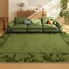 Retro Green Non-slip Waterproof Floor Mat - Vintage Style, Washable, Ideal for Living Room, Bedroom, Sofa, or Under Coffee Table.