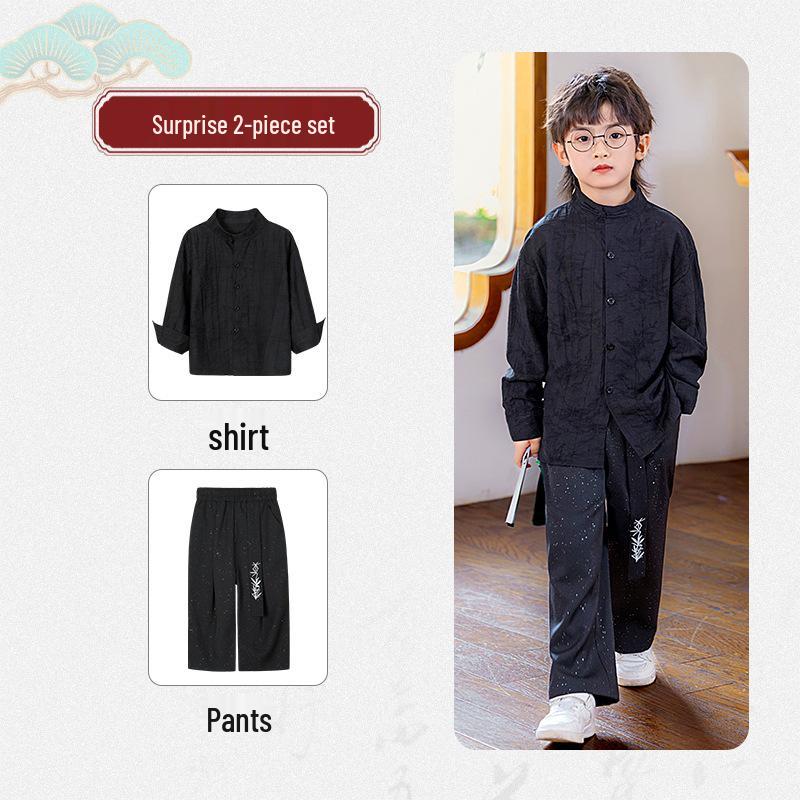 Boys' Chinese Style Hanfu Set - Spring/Autumn Shirt & Outfit for Performances and Formal Events