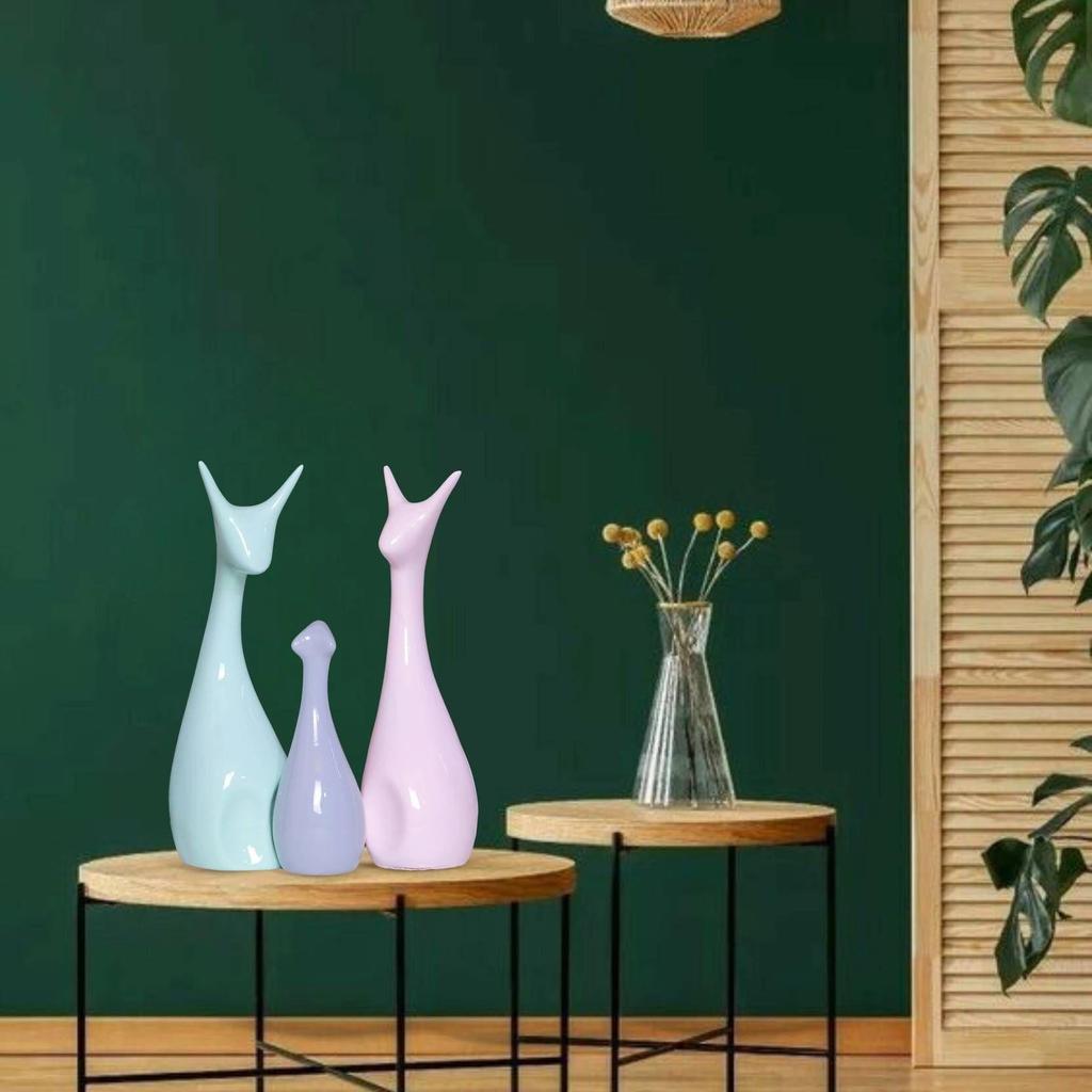 Lucky Deer Figurines Family Piano Finish Figures Home Decorative Showpiece - 25 cm  (Polyresin, Multicolor)