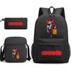Chainsaw Man Print Student Backpack Set with Crossbody Bag and Pencil Pouch for Boys Girls Daily Use