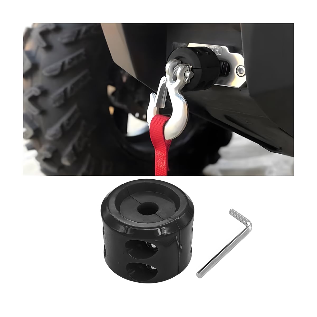 Bittwee Car Rubber Winch Stopper for ATV UTV Truck Cable Saver Hook Stopper Line 0.8*0.8*0.6in