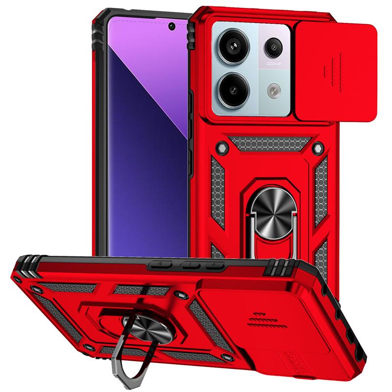 For Xiaomi Poco X6 5G Case Slide Camera Lens Protect Phone Case For PocoX6 Poko Little X6 X 6 6X Magnetic Ring Holder Back Cover