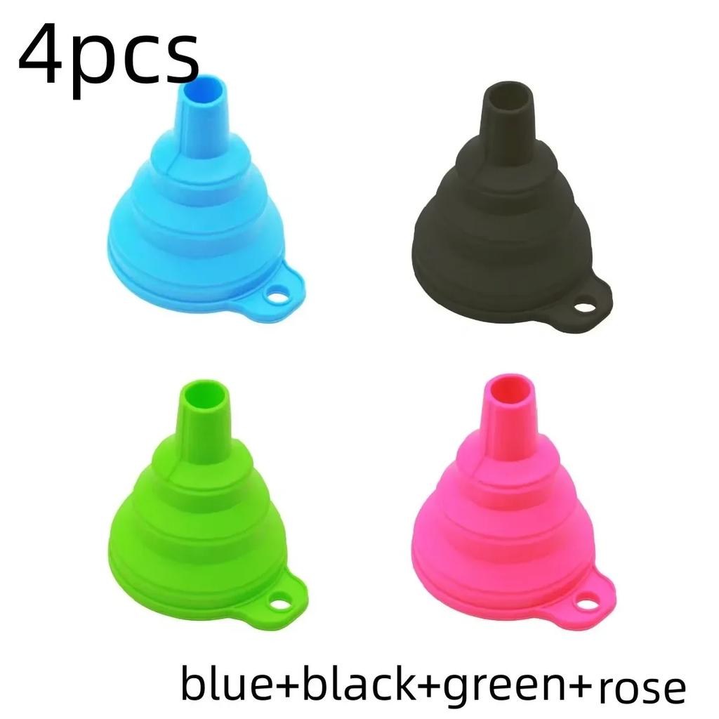 1/4PCS Silicone Collapsible Funnel Foldable Kitchen Long Neck Dispense Gadget Tool Filter Sorter Small Water Bottle Liquid Oil