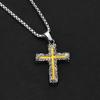 European-American Lava Cross Necklace: Non-Fading, Trendy Two-Tone Titanium Steel Cross Pendant for Men.