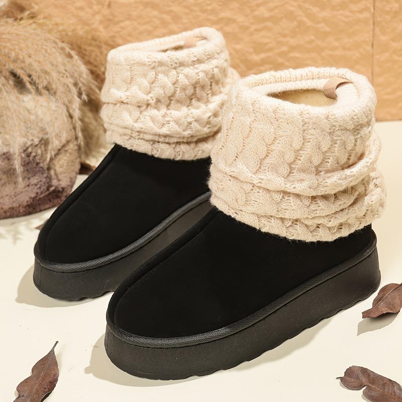 Cizme de damă confortabile slip-on până la jumătatea gambei cu talpă groasă cu platformă