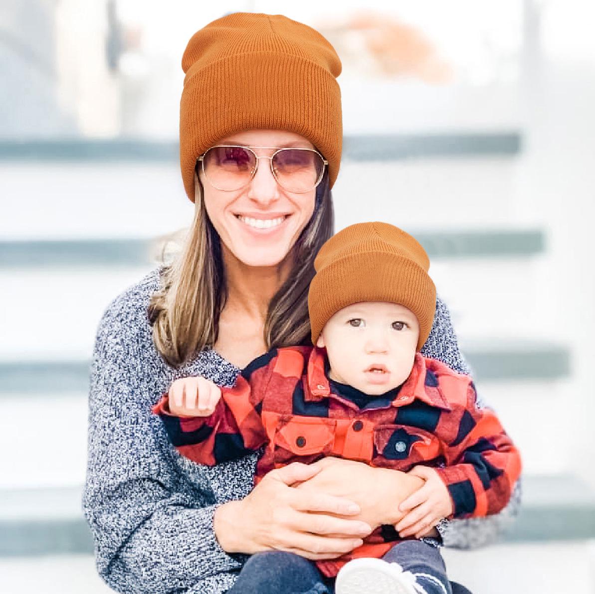 

Autumn and Winter Knitted Parent-Child Woolen Hat for Children and Adults S (0-1 yr) 32cm