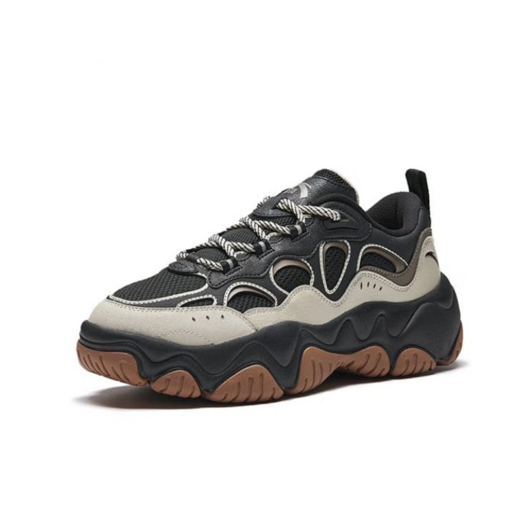 Anta Flowing Light Versatile Trendy Shock Absorbing Lightweight Low Top Dad Shoes Men Sneakers Black Gray 112518853-3