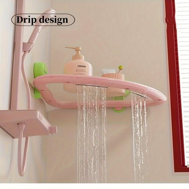 Sturdy Space-Saving Suction Cup Bathroom Shelf No Drilling Required, Multifunctional Storage Shelf for Shower and Toilet Walls Tiles, Corner Shelves