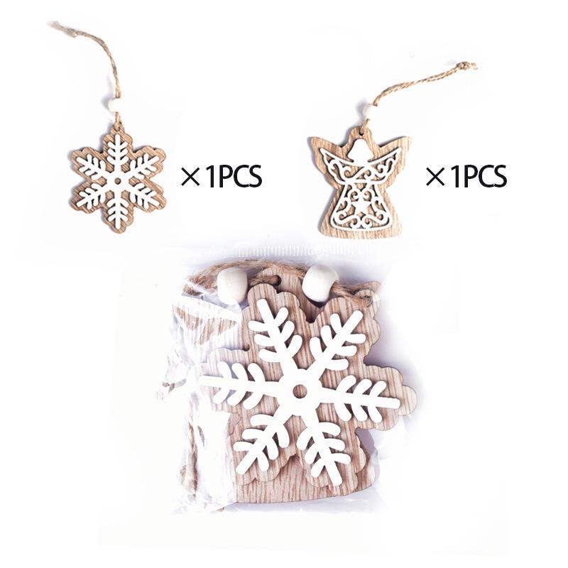 Doppelschichtiger Holz-Schneeflocken-Anhänger - Weihnachtsbaumschmuck