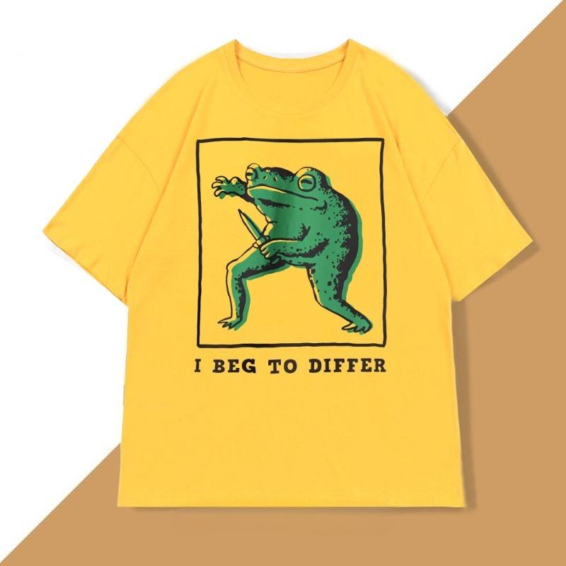 I Beg To Differ T Shirt Unisex Women Loose Frog Printed Tshirt Casual Cotton Short Sleeve Harajuku Tshirt Unisex Oversized Clothes