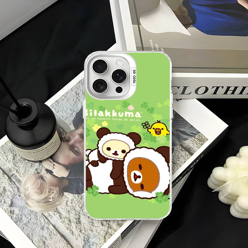 Rilakkuma Relaxed Bear Phone Cover For IPhone 16 15 14 13 12 11 17 Pro Max Plus Color Silver Shell