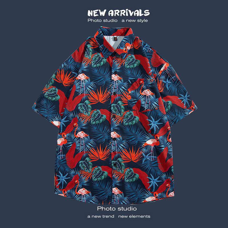 Hot-selling Couple Flower Shirt South East Asia Style Hawaiian Beach Wear Loose Casual Jacket Spot