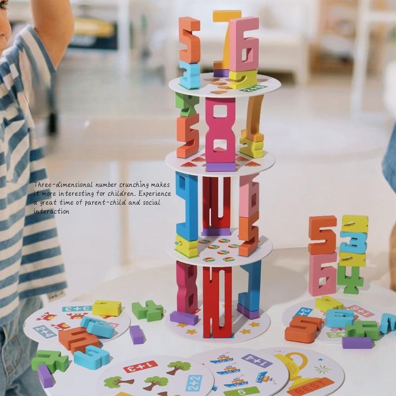 Children'S Digital Operation Stack High Building Block Kindergarten Educational Early Education Digital Cognition Stack Wooden Toys
