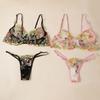 Damen Transparent Sexy Spitzen-BH-Set Bügel-BHs Dünne Lady Pure Desire Unterwäsche Floral Dessous-Set