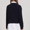 Tommy Hilfiger Solid Color Round Neck Single Button Long Sleeve Sweater Kids sweater Navy-Blue 71J4338-FAP