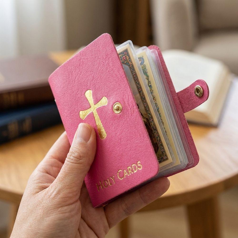40 Slots Prayer Card Holder PU Leather Mini Saints Cards Wallet Unisex Card Collection Case  Travel