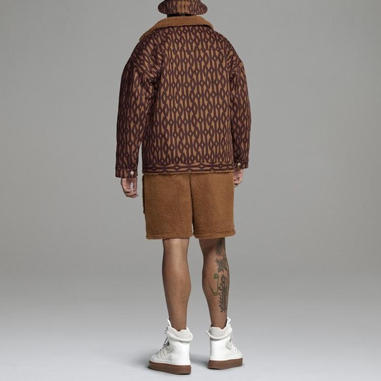 Adidas Originals X Ivy Park Clover Pattern Print Casual Jacket Men Outerwear Red Brown HB8438