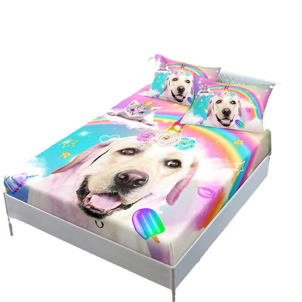 Three-Piece Mattress, Mattress Cover, Unicorn Pink Pillowcase, Mattress Protective Cover.