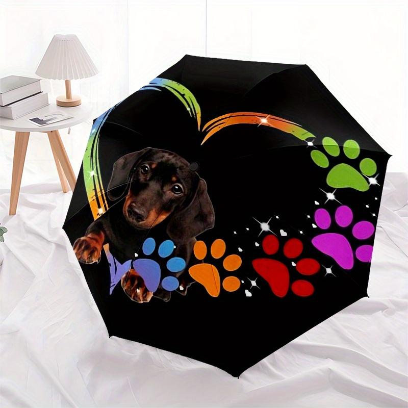 1pc Rainbow Paw Prints Heart Umbrella with Plastic Handle,Suitable for All Seasons Home Travel Outdoor UmbrellaM1112