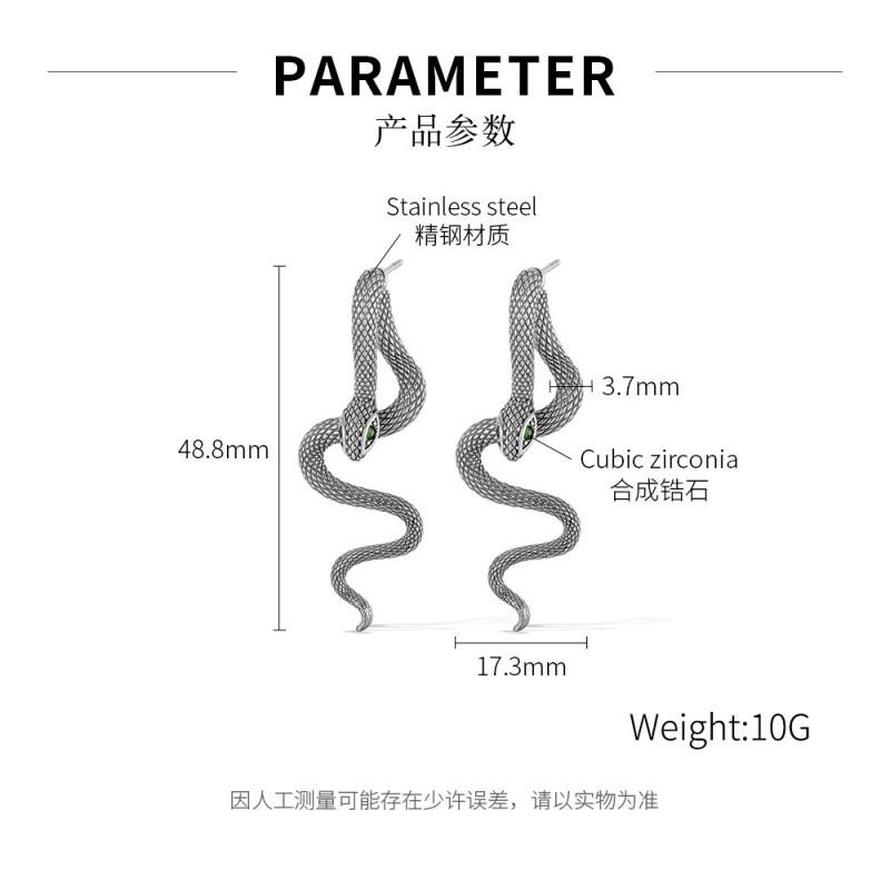 European American Earrings Men s Stainless Steel Niche Hip-hop Trend Design Sense Snake Shaped Titanium