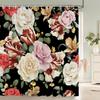 Elegant Floral Flowers Retro Rose Shower Curtain Polyester Bath Curtain Bathroom Decor Washable With Hook