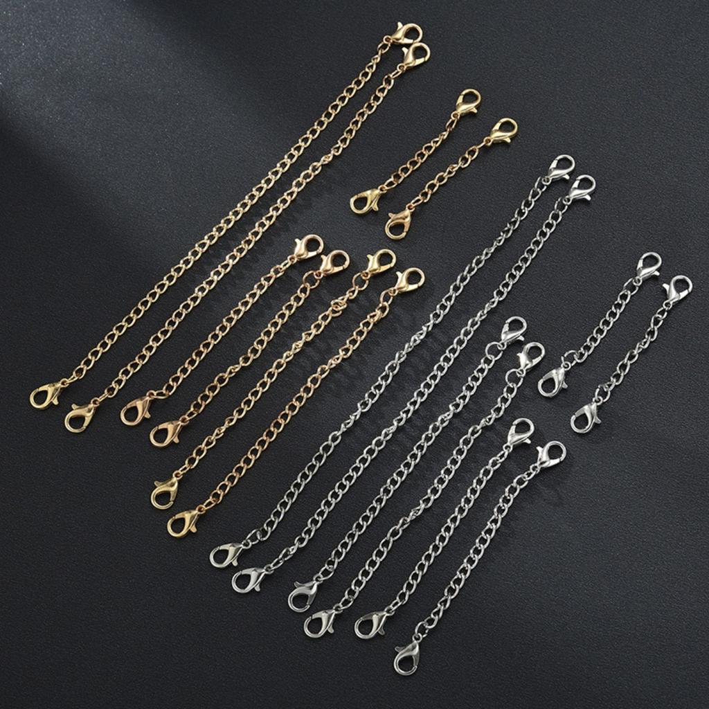 6pcs Alloy Chain Extenders for Jewelry Making, Lobster Clasp Closures, No Mosaic, Bracelet & Necklace Accessories